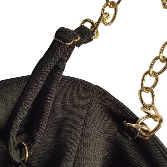 Say What Black Chain Strap Bustier Crop Top Women’s Small Adjustable Zip - Picture 6 of 9